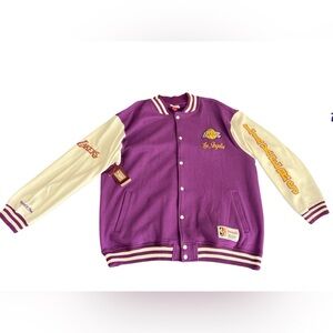 New Los Angeles Lakers Mitchell & Ness Hardwood Classics Jacket Size 2XLB